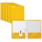Better Office Products 2 Pocket Glossy Laminated Paper Folders Portfolio With Prongs, Letter Size, Yellow, 25PK 84280 - alternate 1